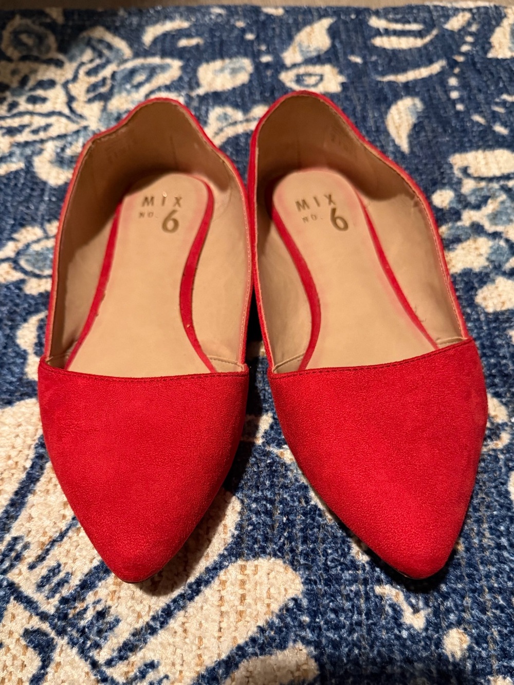 Mix No. 6 Scarlet Red Pointed-Toe D'Orsay Flats